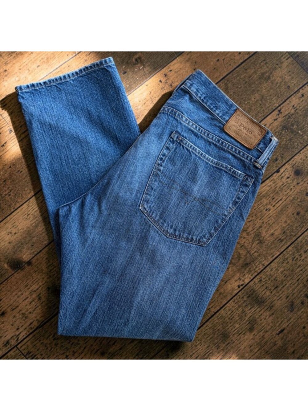 Polo Ralph Lauren Hampton Relaxed Straight Jeans Mens 36x29 Medium Blue Denim